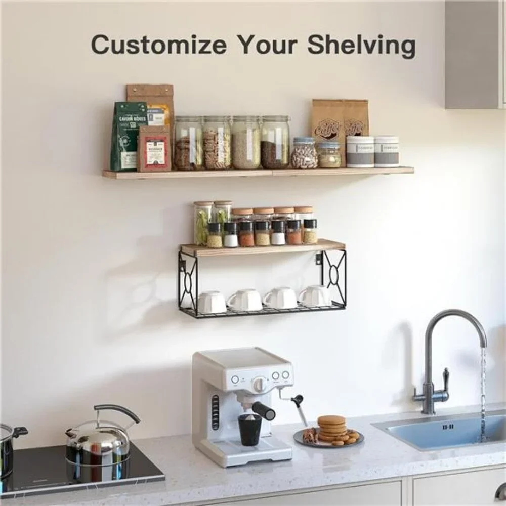 Bathroom Shelves Over Toilet with Storage Basket, Floating Shelves Wall Shelves